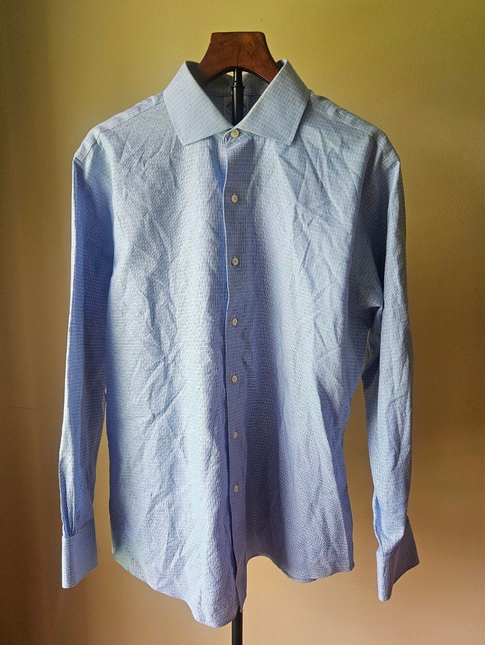 Brooks Brothers Light Blue Grid Dress Shirt - Button Front